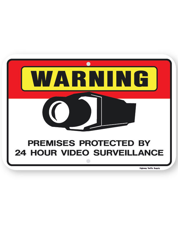 Warning Premises Protected By 24 Hour Video Surveillance Sign (horizontal)