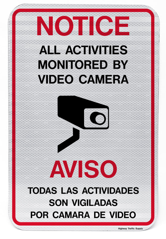 Notice/Aviso All Activities Monitored by Video Camera Sign