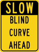 Slow Blind Curve Ahead Sign (Mixed Colors)