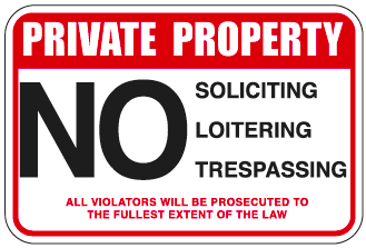 Private Property Sign 9"x12" on .040 Polystyrene (Pack of 4)