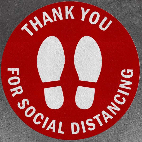 Thank You for Social Distancing Decals (Red) (Pack of 5)