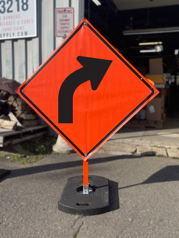 Right Curve (W1-2R) Roll-Up Sign