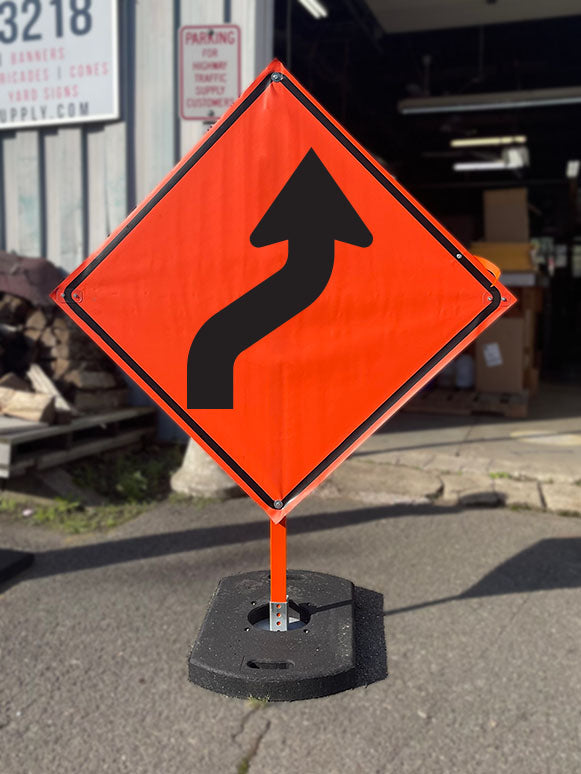 Reverse Curve Right (W1-4R) Roll-Up Sign