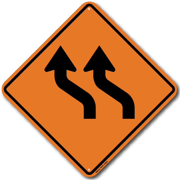 Left Double Reverse Curve (W1-4B) Sign