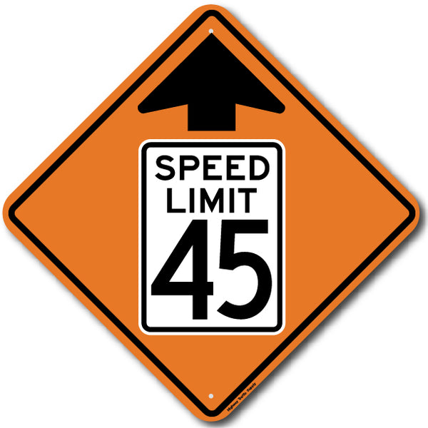 Speed Limit 45 Ahead (W3-5) Sign