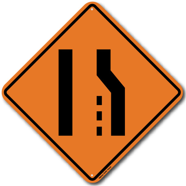 W4-2R Right Lane Ends Sign