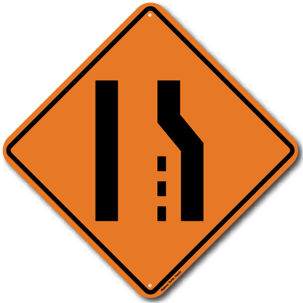 Right Lane Ends (W4-2R) Sign