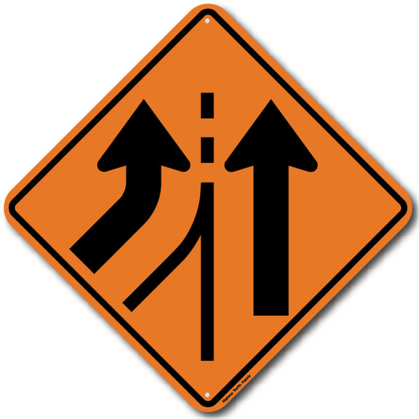Left Lane Added (W4-3L) Sign