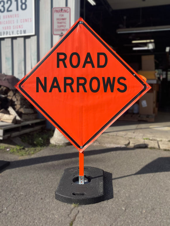 Road Narrows (W5-1) Roll-Up Sign