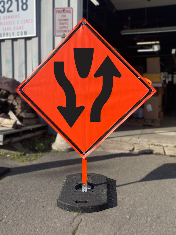 Divided Highway (W6-1) Roll-Up Sign