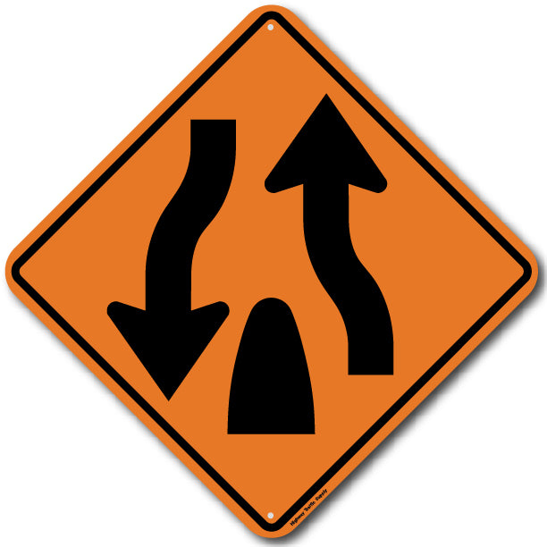 Divided Highway Ends Symbol (W6-2) Sign