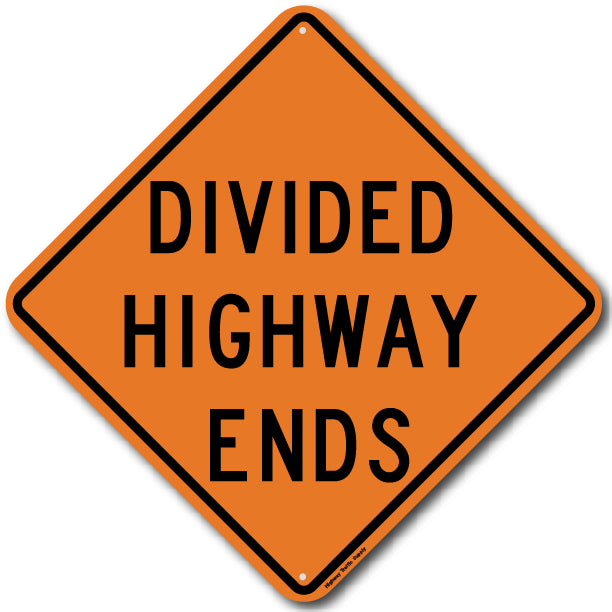 W6-2a Divided Highway Ends Sign