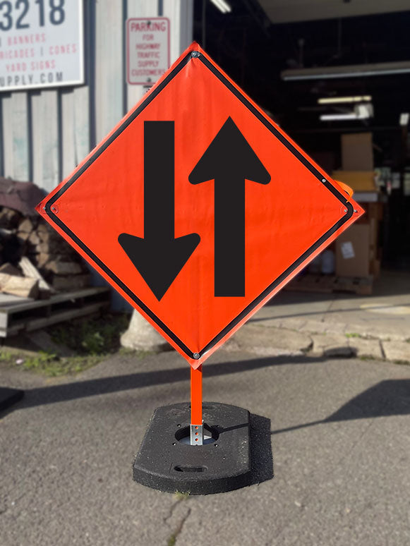 Two Way Traffic (W6-3) Roll-Up Sign