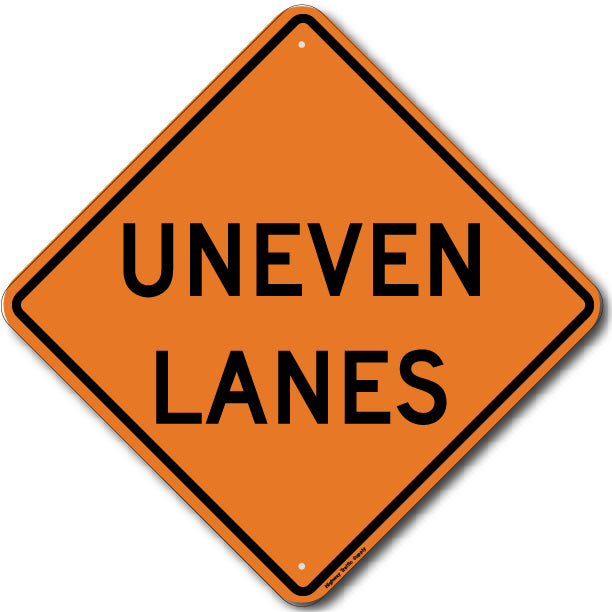 W8-11 Uneven Lanes Sign