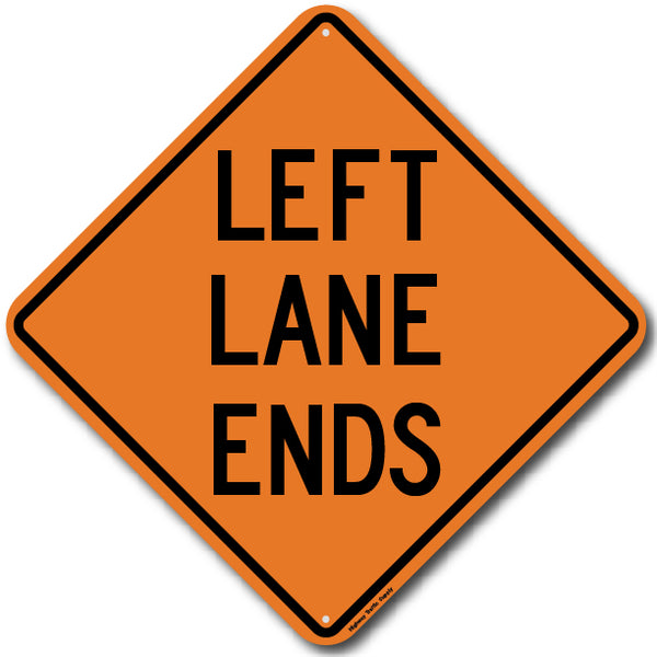 W9-1L Left Lane Ends Sign