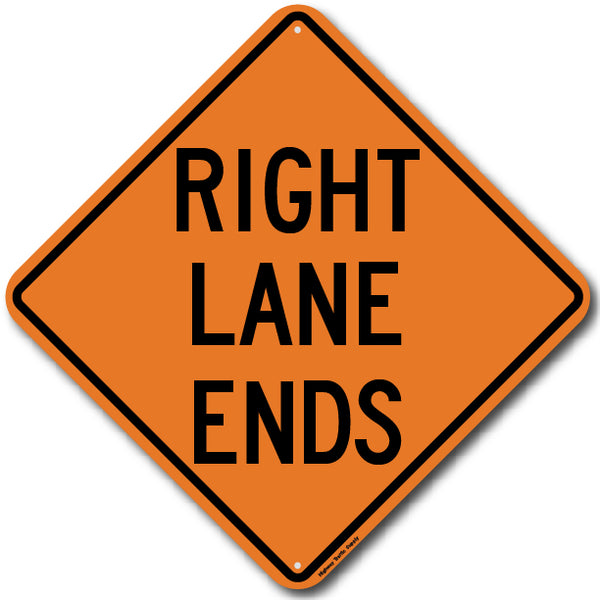 W9-1R Right Lane Ends Sign