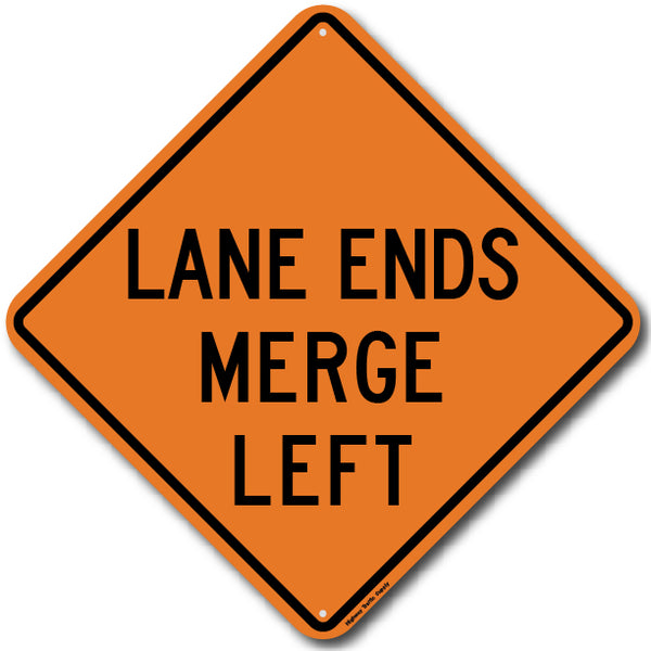 W9-2L Lane Ends Merge Left Sign