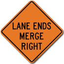 W9-2R Lane Ends Merge Right Sign