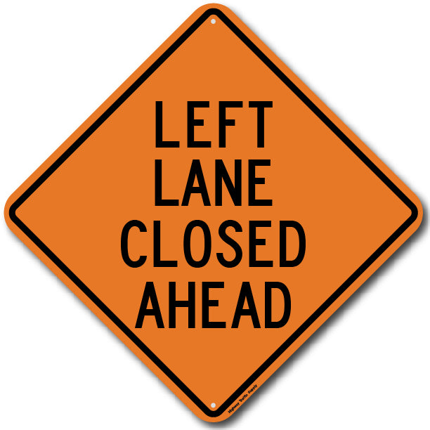 W9-3L Left Lane Closed Ahead Sign