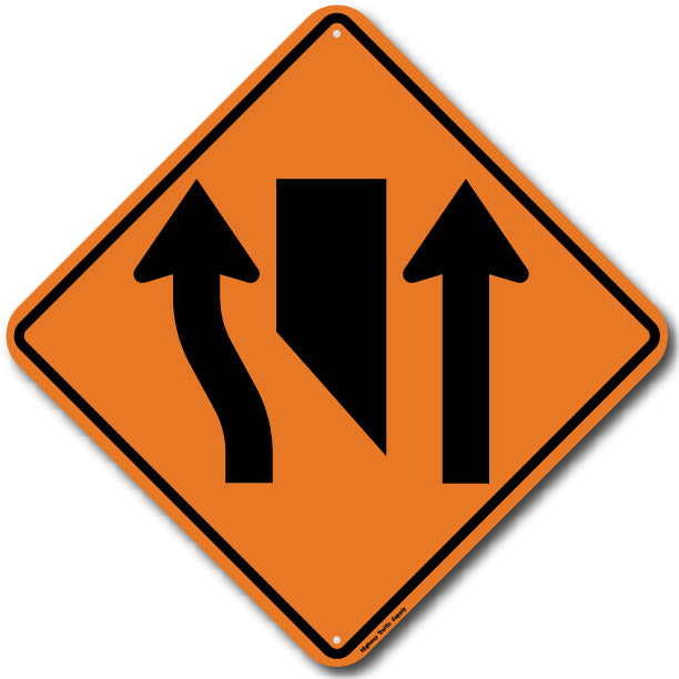 W9-3a Center Lane Closed Ahead (Symbol) Sign