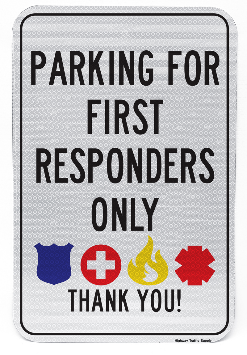 Parking for First Responders Only Sign (White)