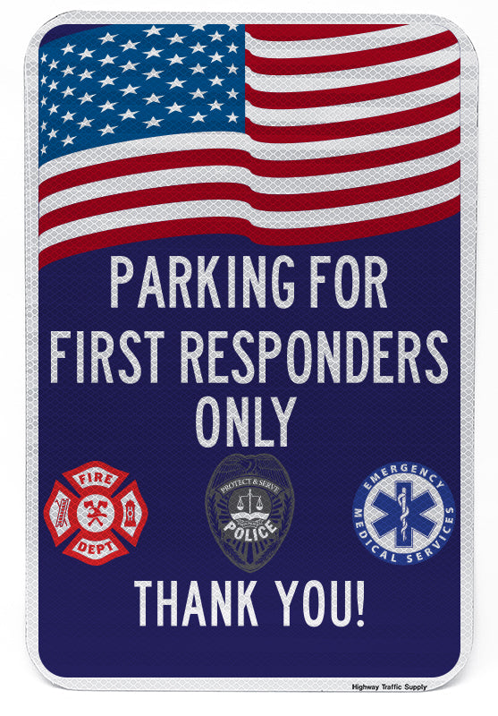 Parking for First Responders Only Sign (Blue)
