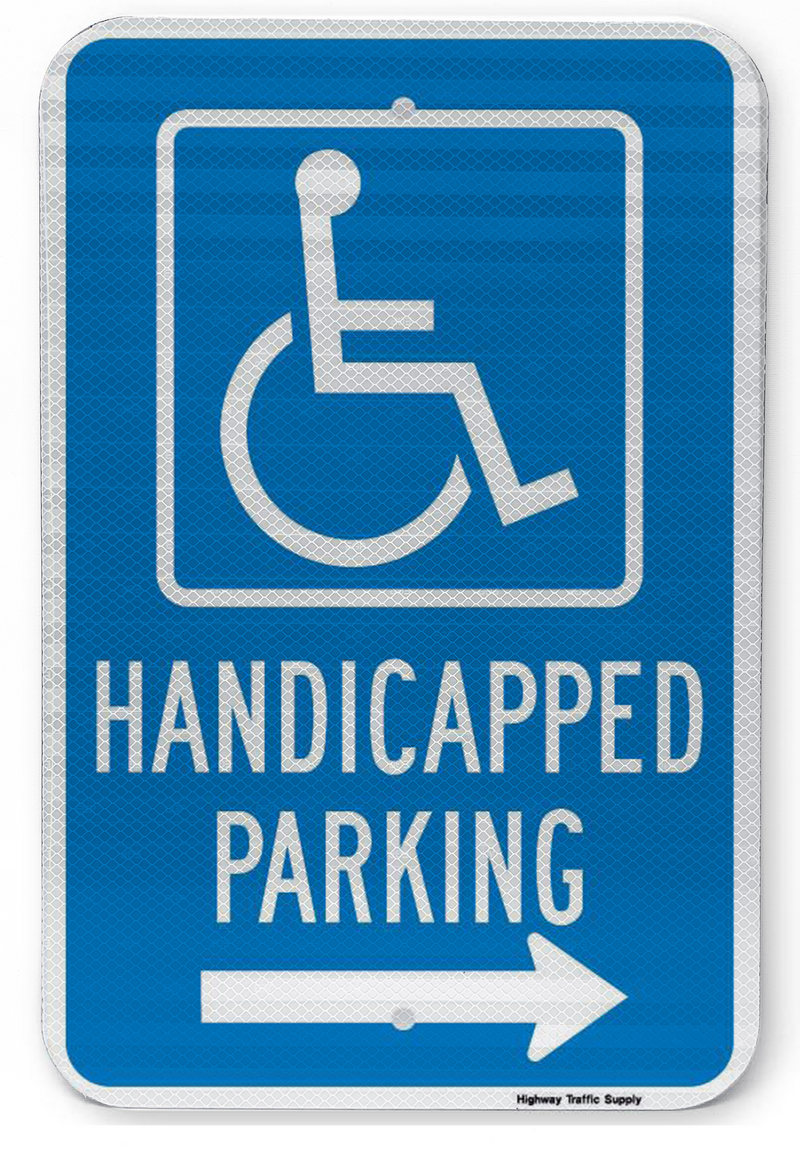 Handicapped Parking Sign (with right arrow)