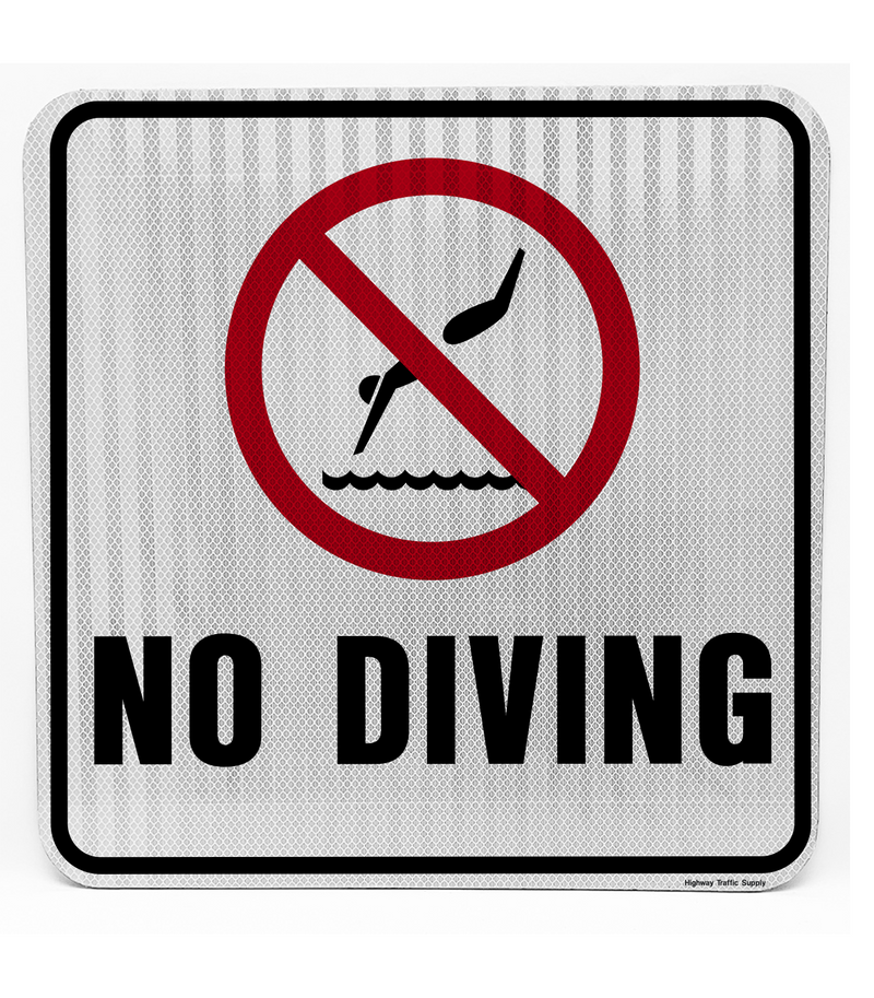 No Diving Sign (Black and Red)