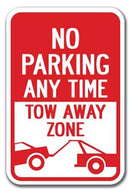 No Parking Any Time Tow-Away Zone Sign